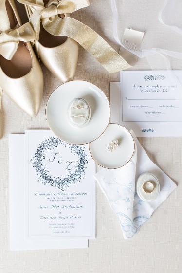 wedding details, rings, shoes, veil, invitation, rsvp card